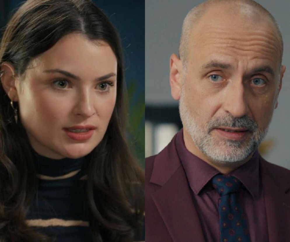 Aktorka Maria Świłpa jako Weronika i aktor Jakub Bohosiewicz jako Kornel z serialu Barwy szczęścia w zbliżeniu na twarze. Kobieta ma długie, ciemne włosy, a mężczyzna siwą brodę. O ich konflikcie i innych wydarzeniach z serialu przeczytasz na Super Seriale.