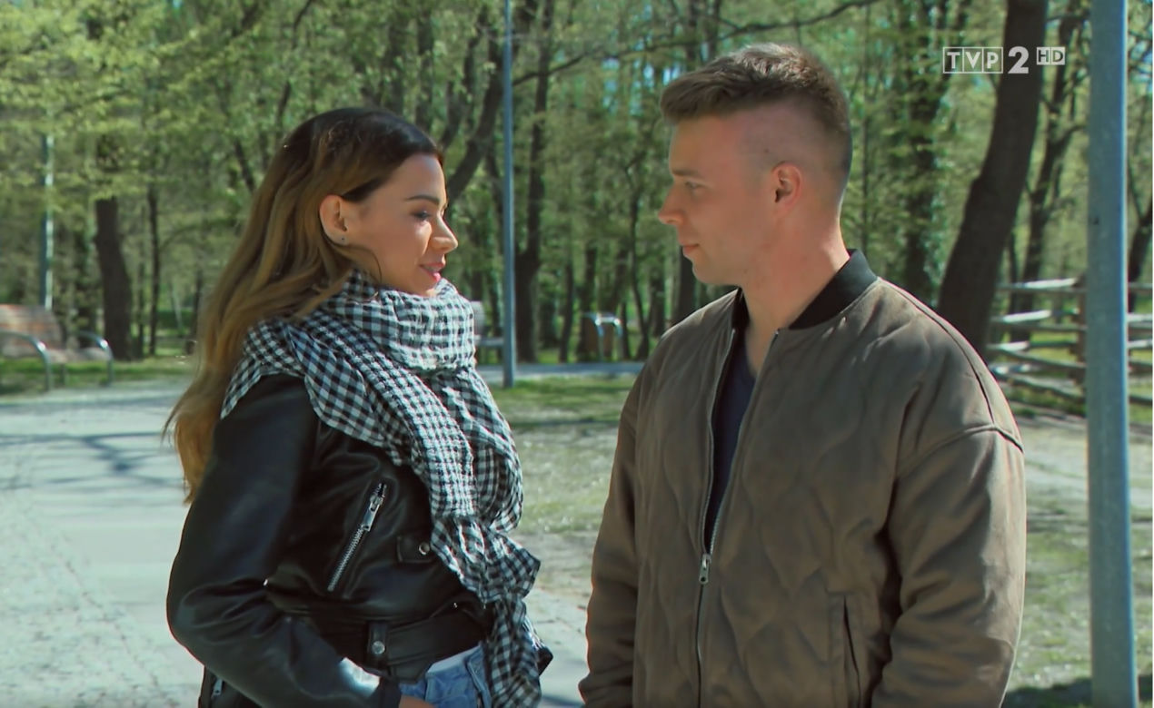 Barwy szczęścia, odcinek 1491: Patryk (Konrad Skolimowski), Miriam (Sandra Staniszewska-Herbich)