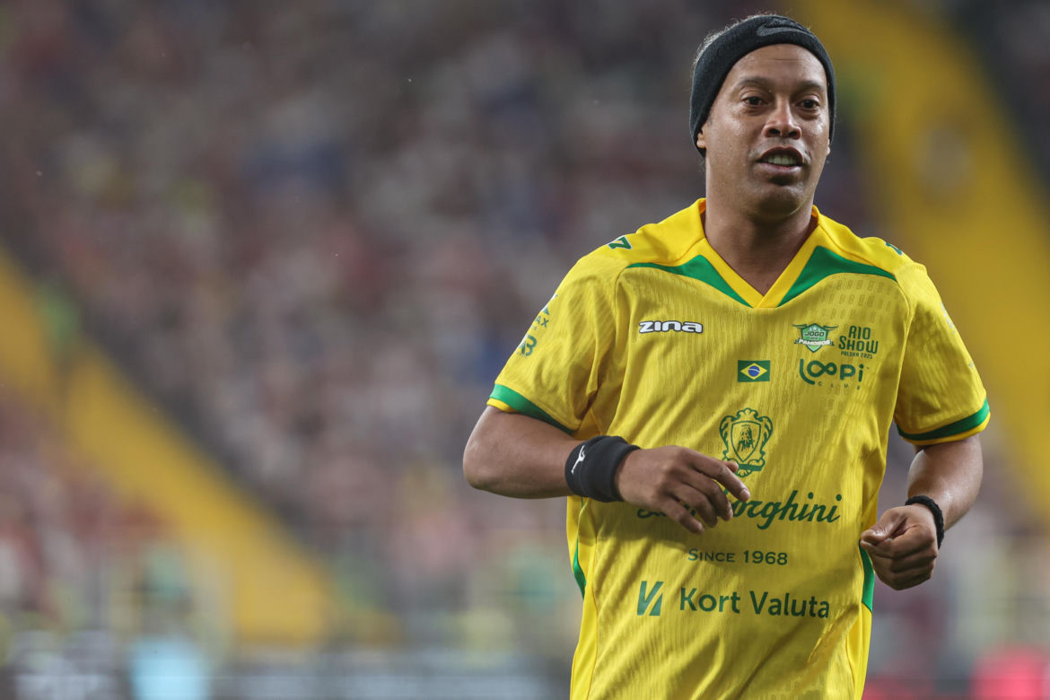 Ronaldinho na Stadionie Śląskim w meczu gwiazd Polska - Brazylia