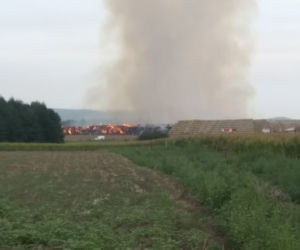 Pożar słomy w Jordanowie Śląskim