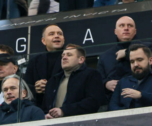 Karol Nawrocki na meczu Legia Warszawa - Sparta Praga