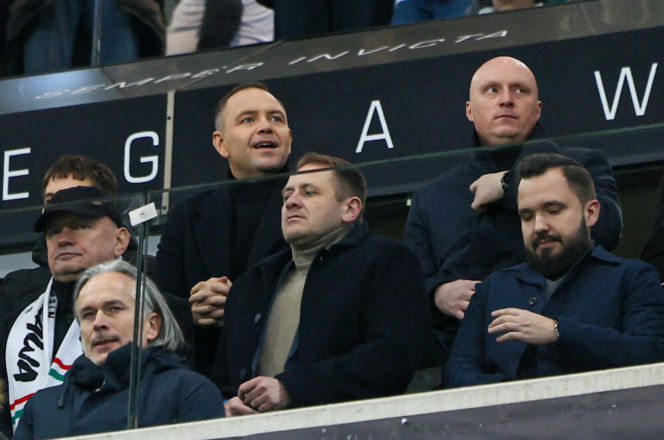 Karol Nawrocki na meczu Legia Warszawa - Sparta Praga