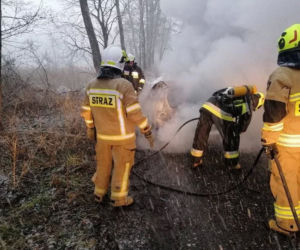 Makabra pod Mordami. Spalił się w aucie, bo zapalił papierosa