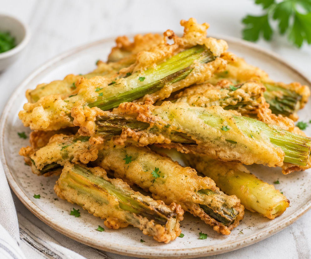 Obłędna przekąska - chrupiące pory w lekkim cieście. Trochę jak frytki, trochę jak tempura