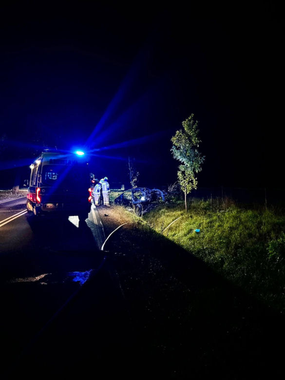Pijany kierowca i pożar BMW na DK-63 w Suchożebrach