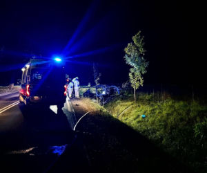 Pijany kierowca i pożar BMW na DK-63 w Suchożebrach
