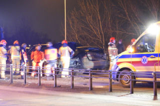 Zderzenie czterech aut na moście w Warszawie