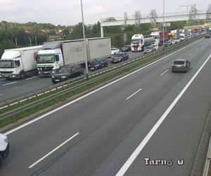 Korki na autostradowej obwodnicy Krakowa