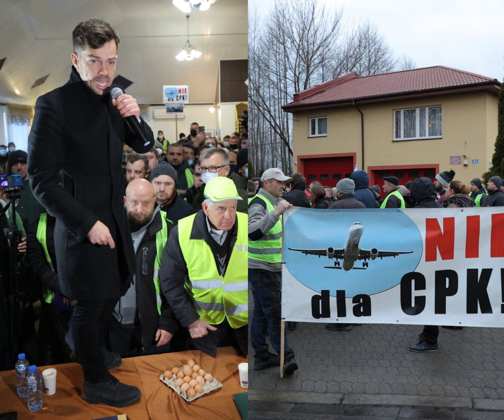Awantura o lokalizację CPK. Mieszkańcy przyszli z kupą gnoju i jajkami 