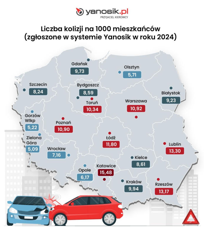 Liczba kolizji na 1000 mieszkańców