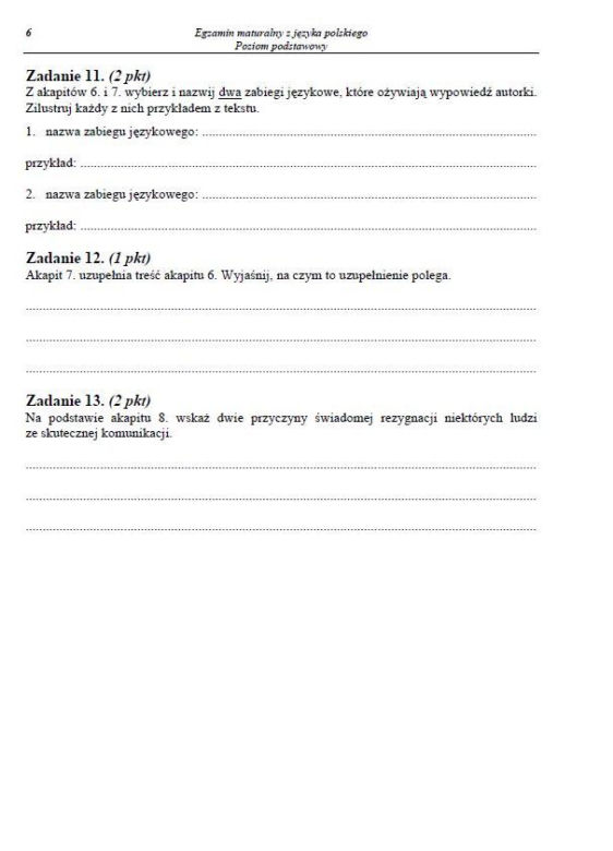Matura z języka polskiego, poziom podstawowy OFICJALNE ARKUSZE