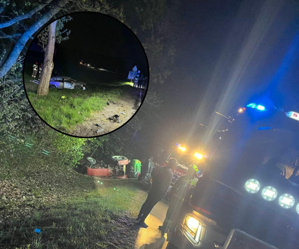 Pijany wjechał Oplem w ciągnik. Obok siedziała ciężarna pod wpływem