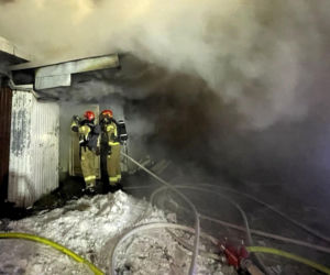 Pożar przy ul. Bakalarskiej w Warszawie