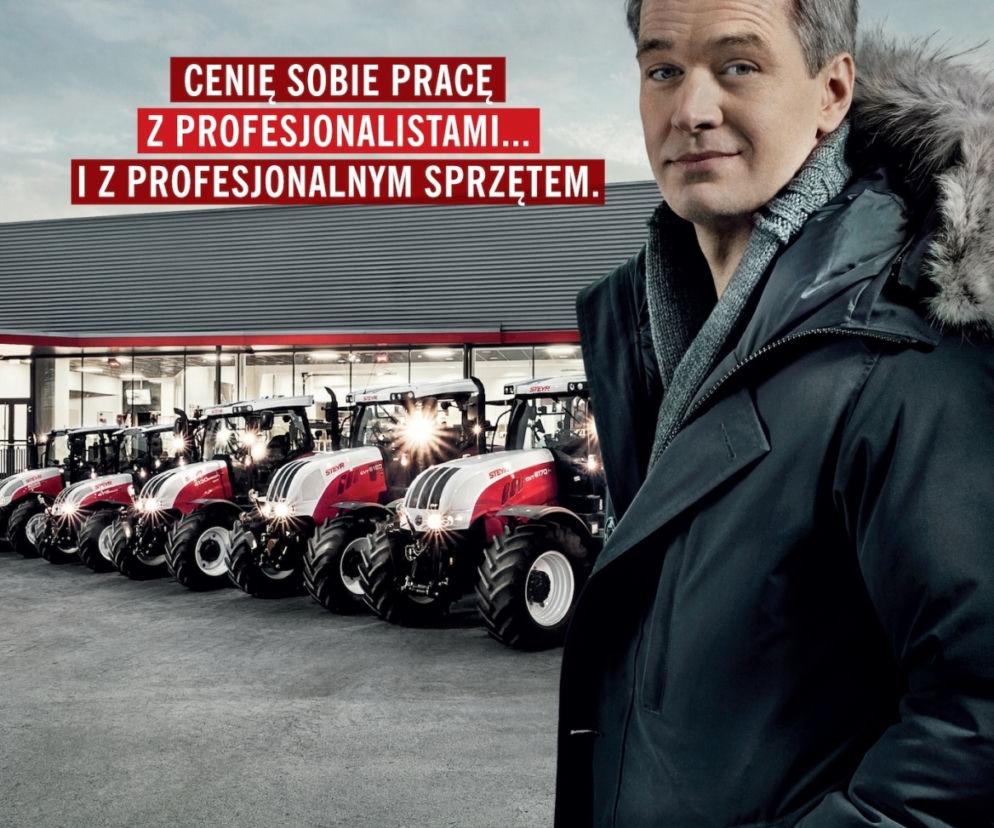 Michał Żebrowski reklamuje traktory Steyr