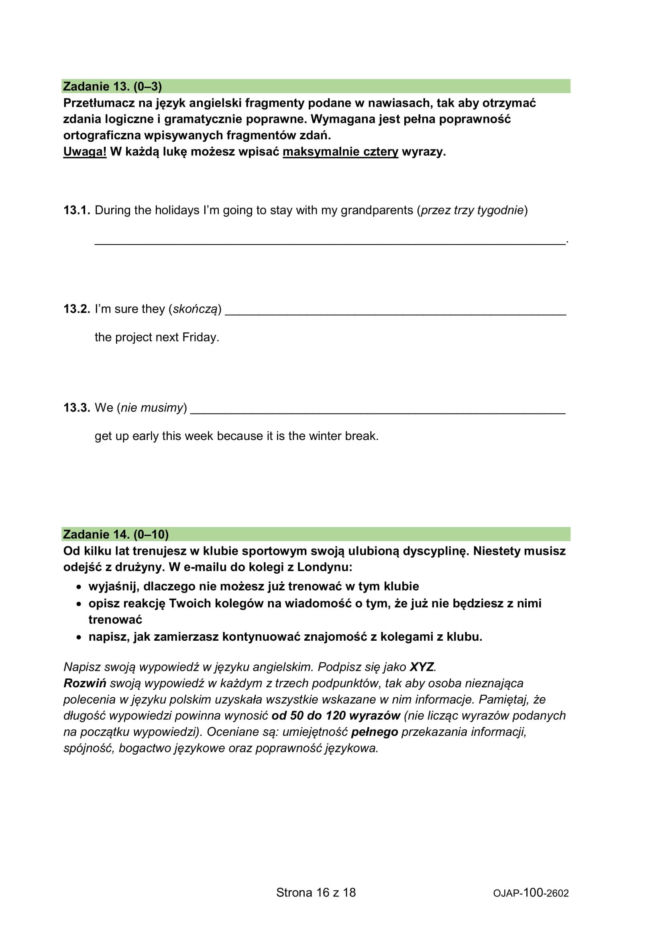 Próbny egzamin ósmoklasisty 2026 - angielski