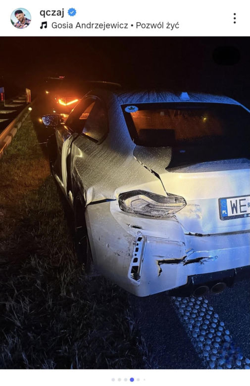 Qczaj miał groźny wypadek! "Żyję. Ponoć cudem"