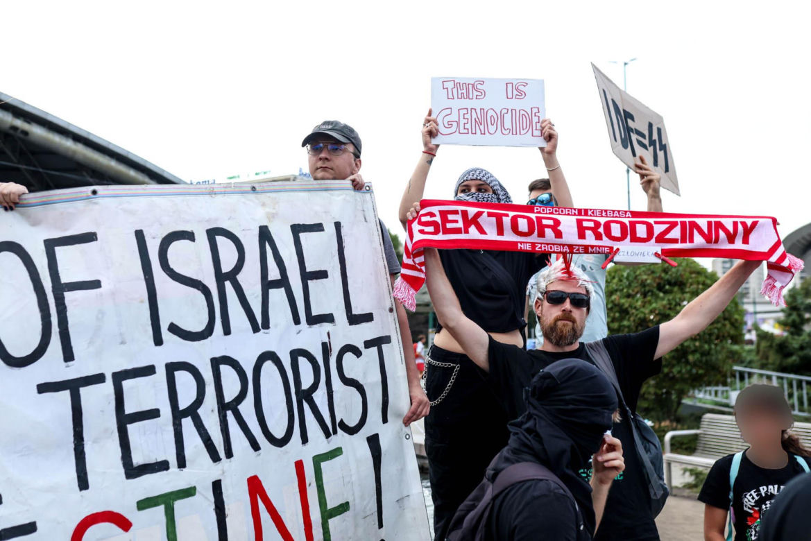 Protesty przed Polska - Izrael na Eurobasket 2025