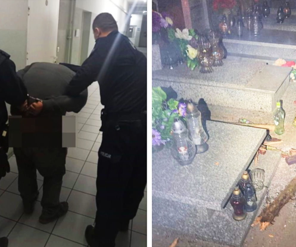 Koszmar na cmentarzu w Lubinie. Najpierw piekł kiełbaski, potem spał na grobie