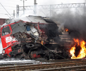 Pożar wagonów pociągów w Białymstoku 