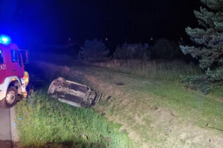 Śmiertelny wypadek koło Serocka. Samochód uderzył w łosia i dachował