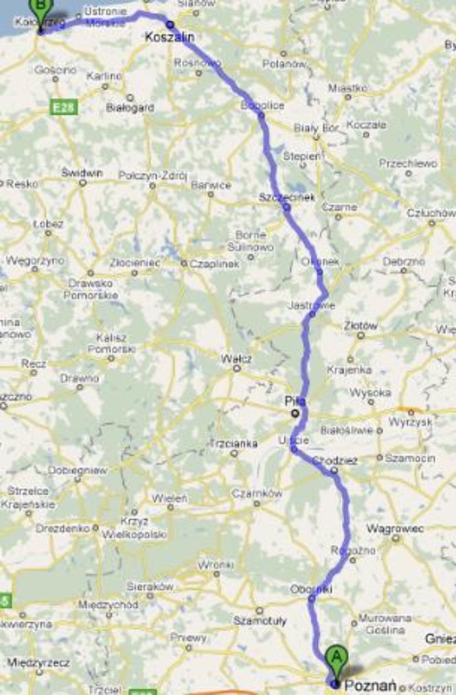 Trasa 11 Poznań-Kołobrzeg - mapka