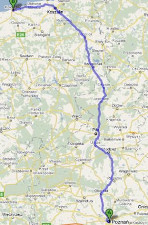 Trasa 11 Poznań-Kołobrzeg - mapka