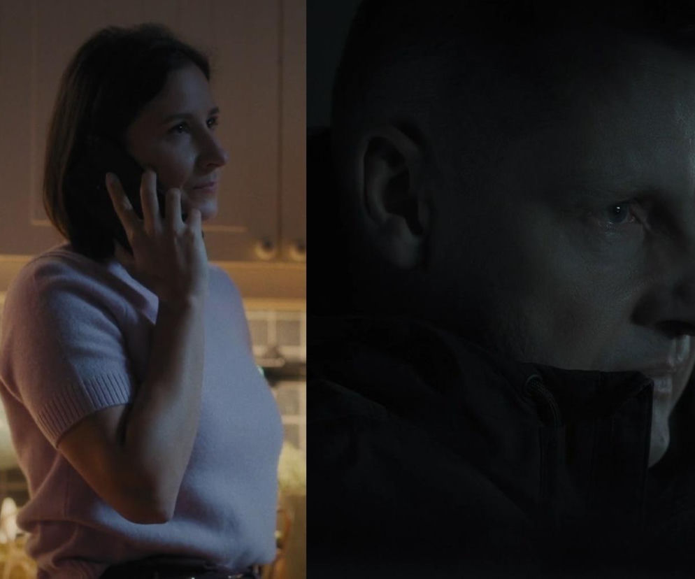 Kolaż z Agnes (Amanda Mincewicz) rozmawiającą przez telefon w jasnym swetrze i Pawłem (Rafał Mroczek) w ciemnym wnętrzu, słuchającym wiadomości. Zdjęcie ilustruje scenę, w której Agnes próbuje przekonać Pawła do powrotu do Grabiny, co można przeczytać na Super Seriale.