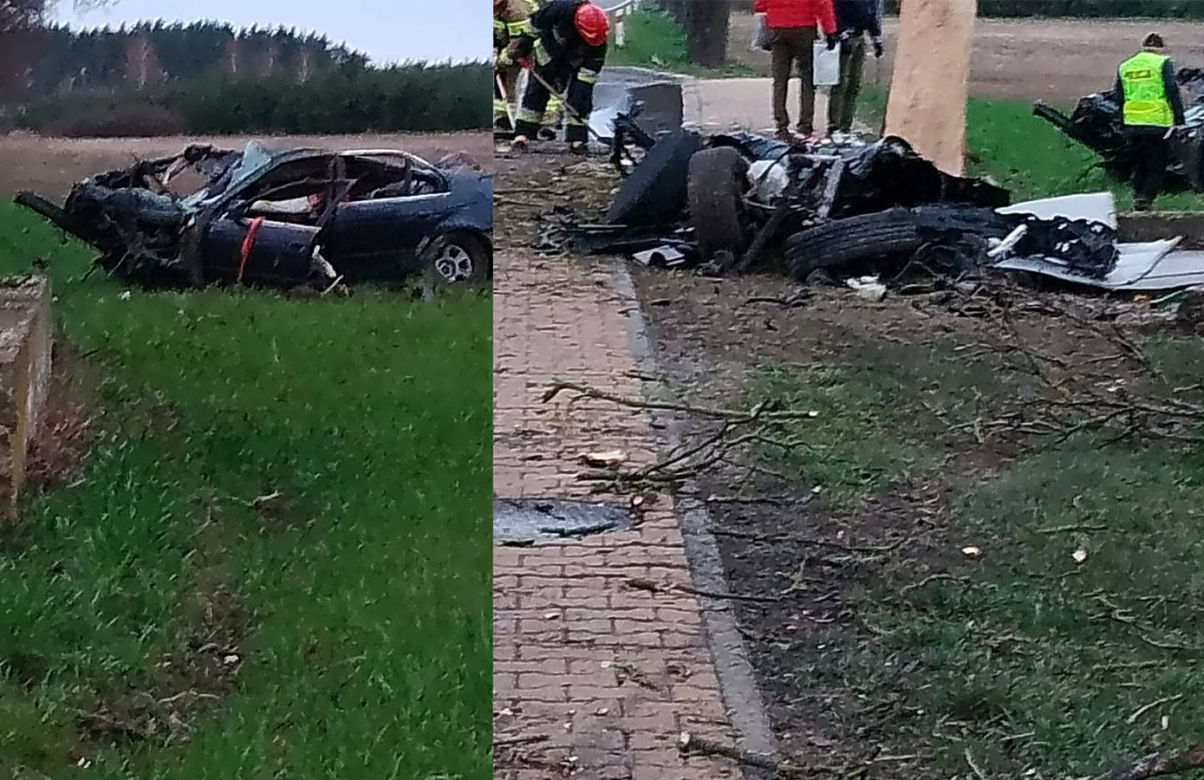 Bmw uderzyło w drzewo, przystanek i znowu w drzewo. Dwie osoby zginęły pod Kozienicami! 