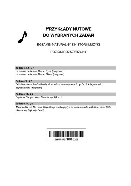 Matura 2022: historia muzyki. Arkusze CKE: Zapisy nutowe