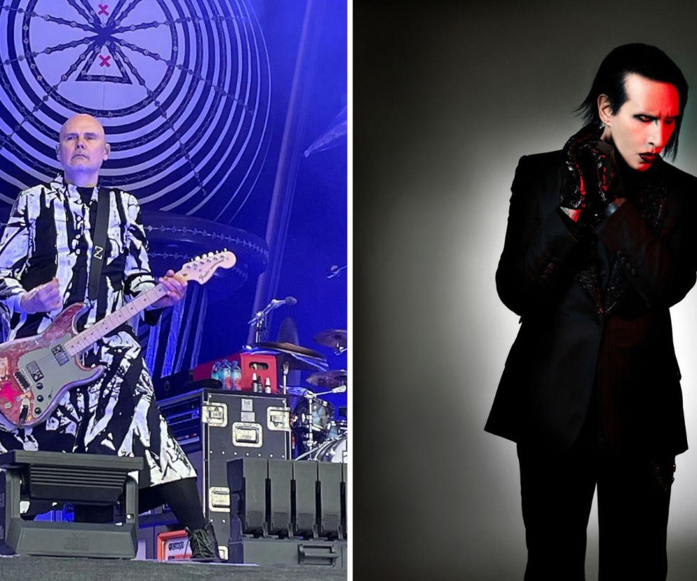 Billy Corgan z gitarą na scenie, a obok na wstawce Marilyn Manson. O przyjaźni muzyków przeczytasz na EskaRock.