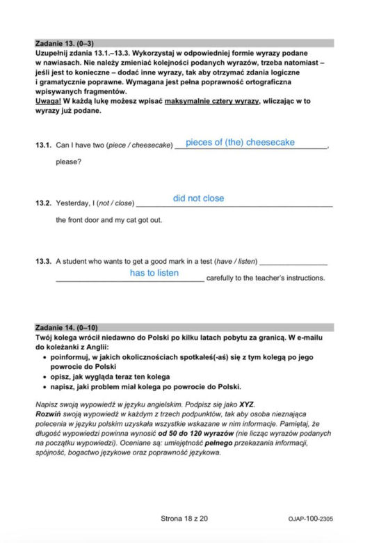 Egzamin ósmoklasisty 2023: JĘZYK ANGIELSKI. Odpowiedzi i arkusze CKE [25.05.2023]