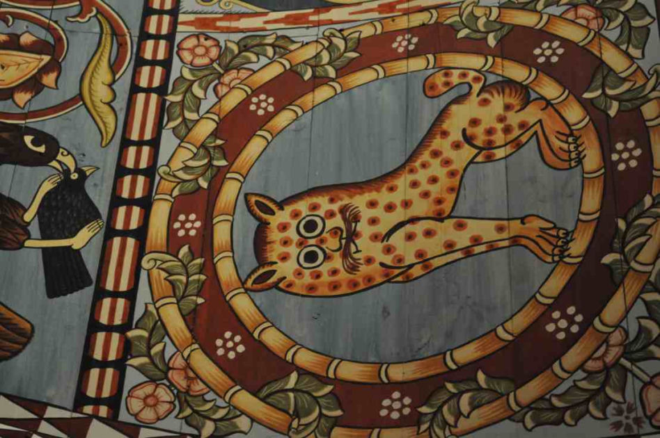 Malowidła na sklepieniu zrekonstruowanej bożnicy. Muzeum Historii Żydów Polskich 