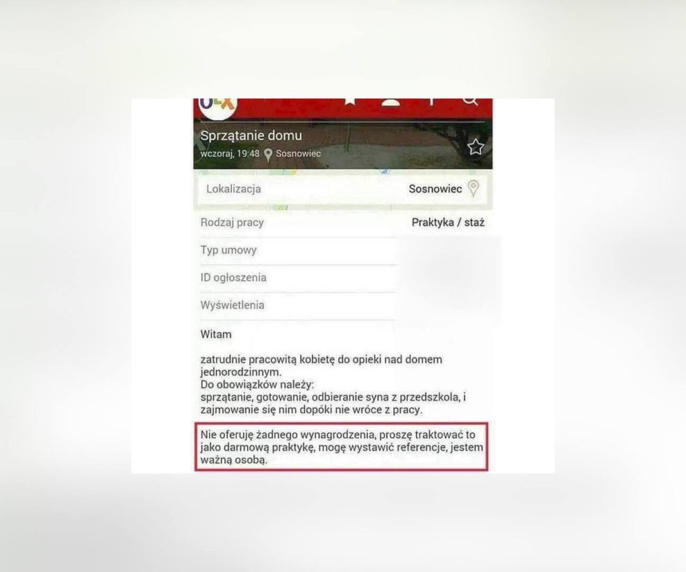 Absurdalne ogłoszenie w Sosnowcu