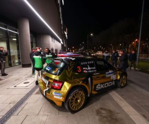 Złota Skoda Fabia R5 zespołu rajdowego Miko Marczyk Motorsport