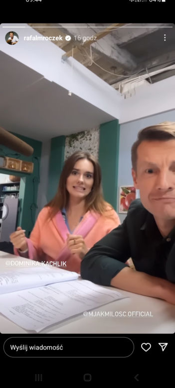 M jak miłość na planie odcinek 1693. Paweł (Rafał Mroczek), Franka (Dominika Kachlik)