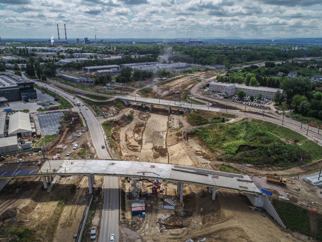 Zdjęcia z placu budowy S7 Kraków - Widoma, czerwiec 2024