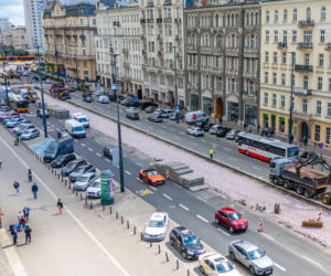 Remont torowiska tramwajowego w Alejach Jerozolimskich w Warszawie