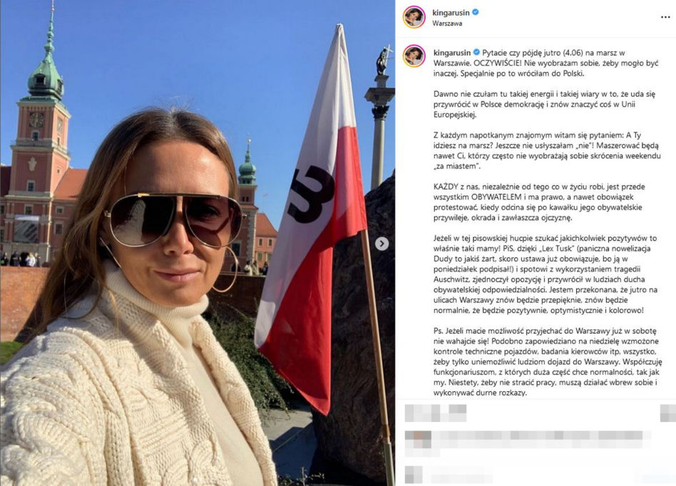 Kinga Rusin na Marszu 4 czerwca. Policja prosiła ją o zdjęcia