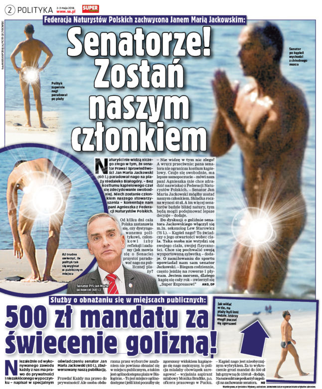 Jackowski nago na plaży