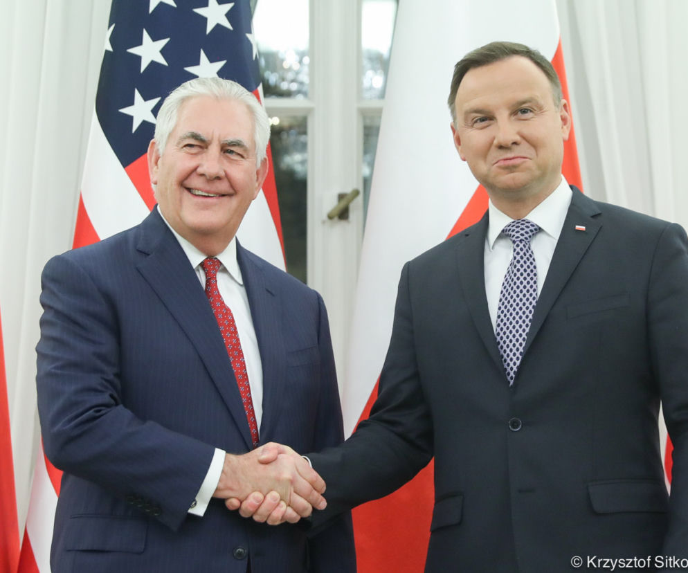 Andrzej Duda i Rex Tillerson