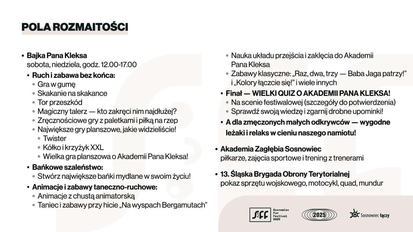 Dni Sosnowca 2025. Szczegółowy program wydarzeń