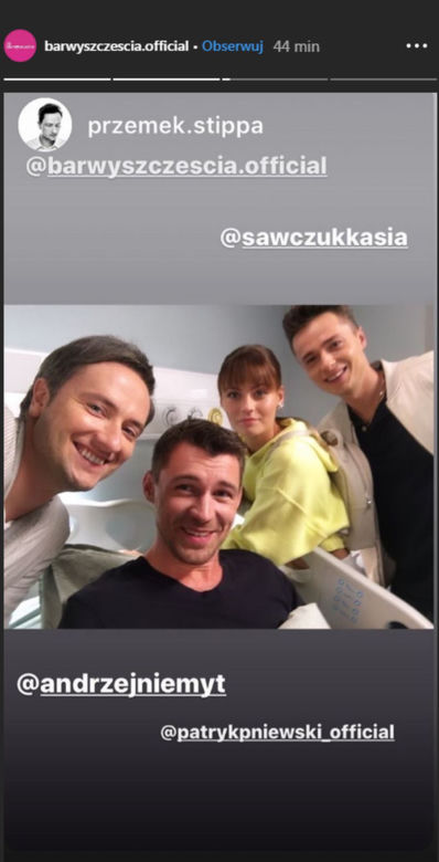 Barwy szczęścia. Darek (Andrzej Niemyt), Władek (Przemysław Stippa), Julita (Katarzyna Sawczuk), Józek (Patryk Pniewski)