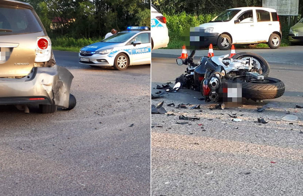 Dwa fatalne wypadki motocyklistów pod Płockiem! Jedna z maszyn roztrzaskała się o dwa auta [ZDJĘCIA].
