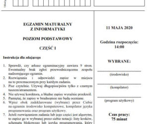 Matura 2020: Informatyka. Poziom PODSTAWOWY. ARKUSZ CKE