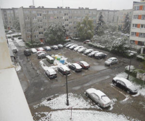 Chojnów - śnieg padający w maju