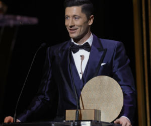 Robert Lewandowski i Anna Lewandowska na gali Złota Piłka 2021
