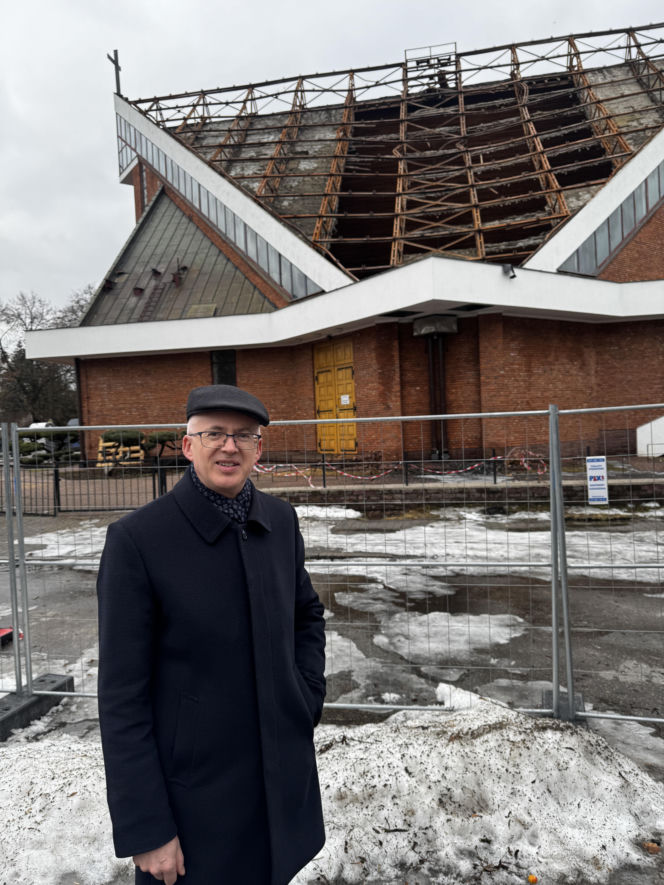 Spalony kościół w Lublinie