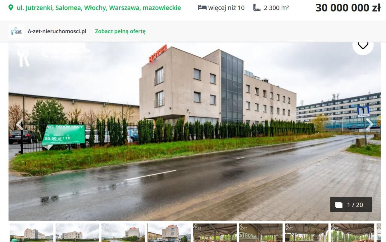 Hotel przy Jutrzenki jest na sprzedaż