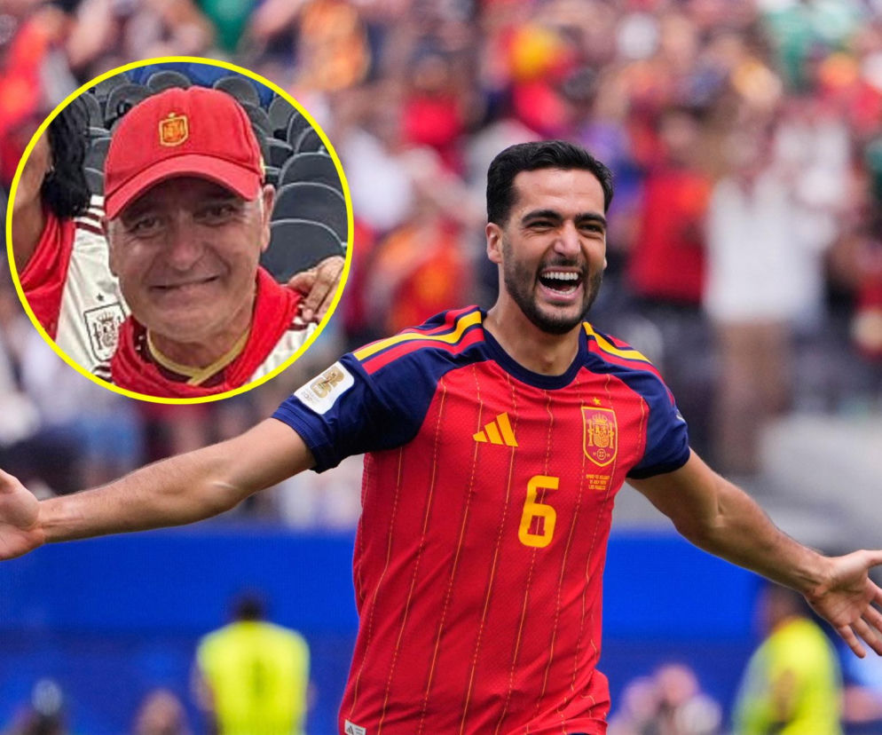 Mikel Merino cieszy się z gola. Na miniaturowym zdjęciu obok uśmiechnięty ojciec piłkarza. O szczegółach w SE Supersport.