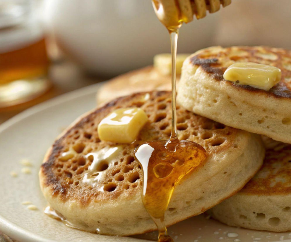 Chcesz poczuć się jak w Anglii? Zrób te niezwykłe placuszki Crumpets. Ich sekret tkwi w dziurkach!